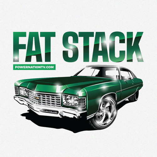 Muscle car design with the title '1971 Chevrolet Caprice Fat Stack T-Shirt Illustration Design'
