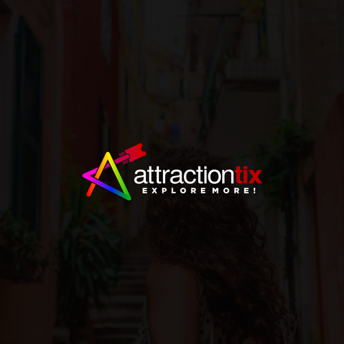 Ticket design with the title 'Colorfull logo concept for attractiontix'