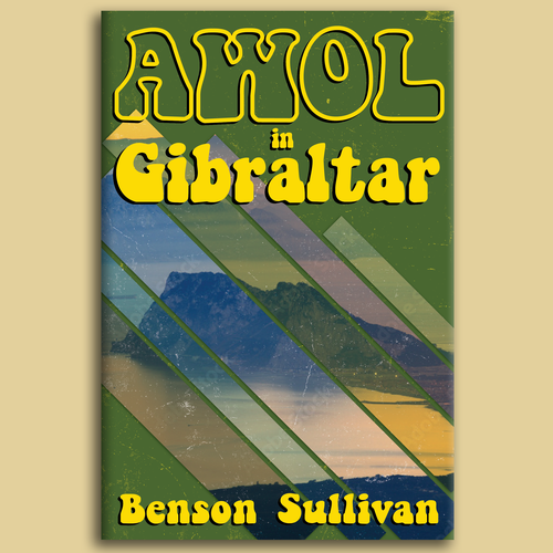 Unique book cover with the title 'Retro cover for 1970s adventure novel'