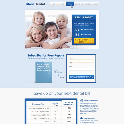 Dental website with the title 'Create a Clean, Modern Website for Gloss Dental'