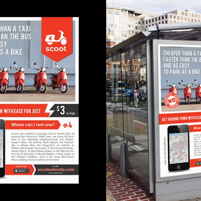 Scooter sharing company seeks Bus Shelter Ad - High Visibility foryour Design!