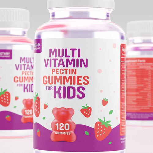 Gummy packaging with the title 'Vitamin Label Design'
