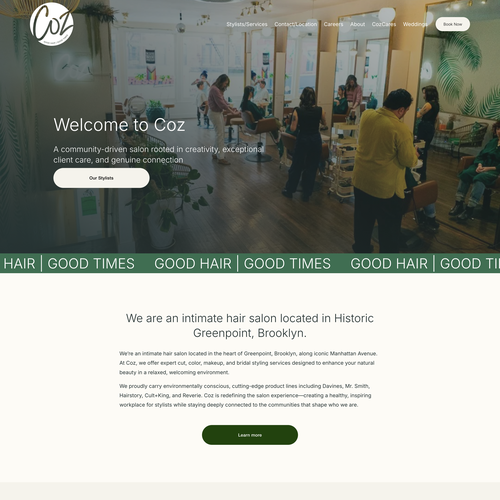 HTML website with the title 'Boutique Salon in NYC'