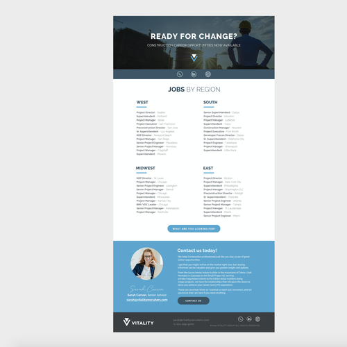 Mailchimp design with the title 'Vitality Email Design Template'