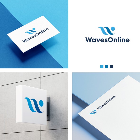 Blue logo with the title 'WavesOnline'