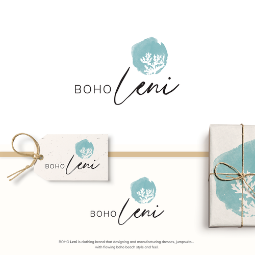 Beach logo with the title 'Boho Leni logo design'