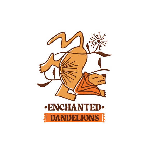 Black lion logo with the title 'Enchanted dandeLION'