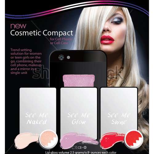 Makeup packaging with the title 'See Me Be  Ingenious Cosmetic Invention'