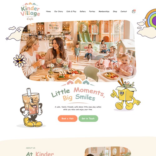 Artificial intelligence website with the title 'Kinder Village Cafe'