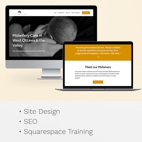 Pediatric design with the title 'Website: Midwifery Clinic'