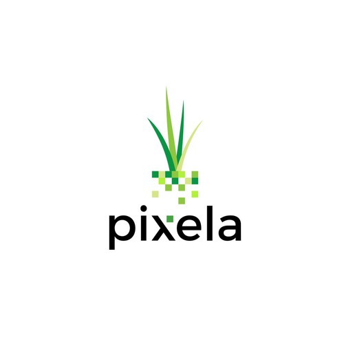 Digital logo with the title 'grass pixel logo'