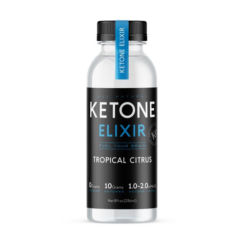 Fitness label with the title 'Modern & minimalistic label design for Ketone Elixir brand'