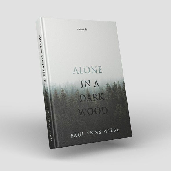 Wood book cover with the title 'Alone in a Dark Wood'