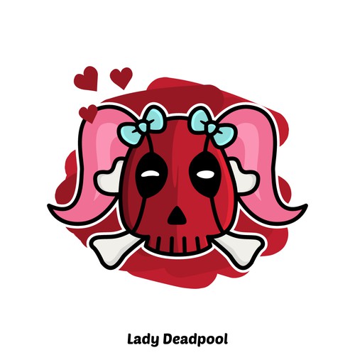 Cute artwork with the title 'Lady Deadpool - Skull'