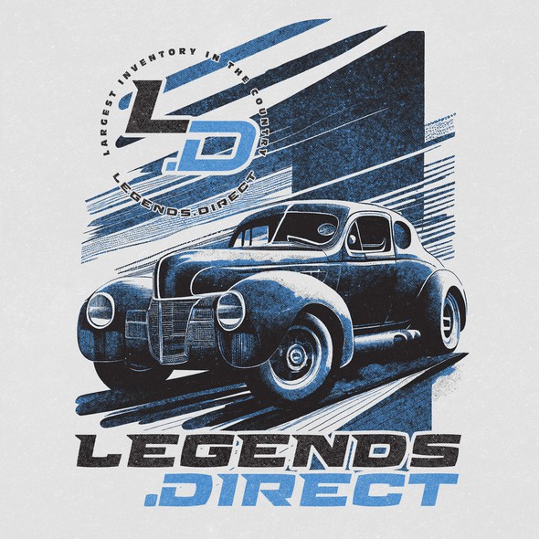 Car t-shirt with the title 'Shirt Illustration for a vintage Legend Car racing brand'