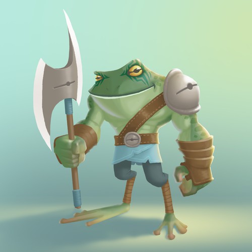 Card game design with the title 'Frog Warrior'