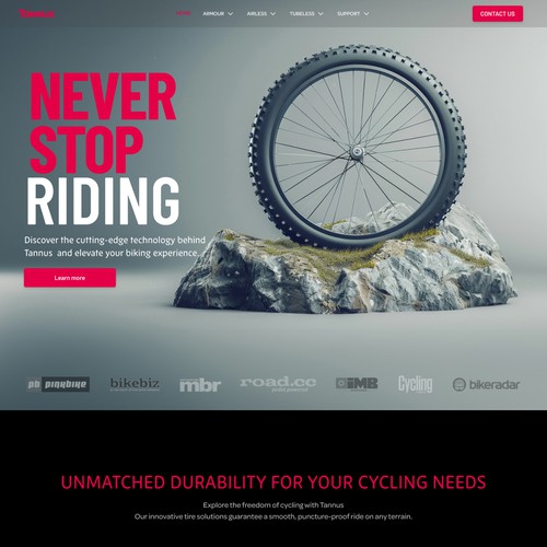 Sports website with the title 'Bicycle Tire website'