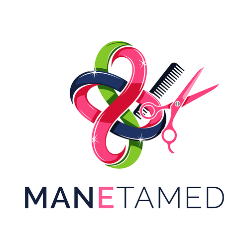 Pet grooming logo with the title 'ManeTamed'