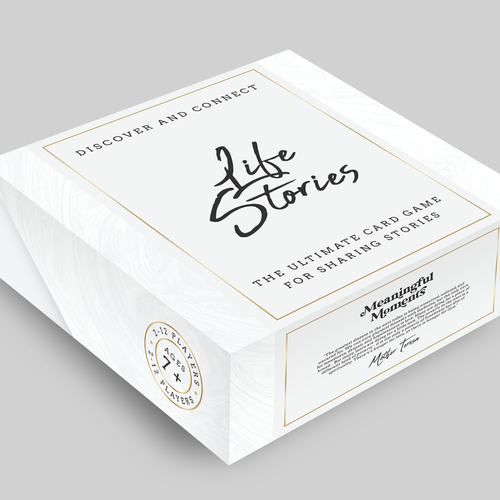 Box design with the title 'Meaningful Moment Life Stories Packaging'