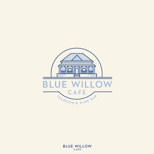 Wine bar design with the title 'Blue Willow Cafe Logo Design'