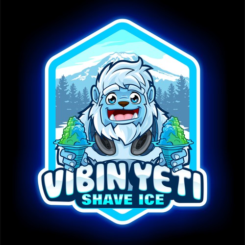 Mascot brand with the title ' Vibin Yeti Shave Ice MASCOT and LOGO DESIGN'