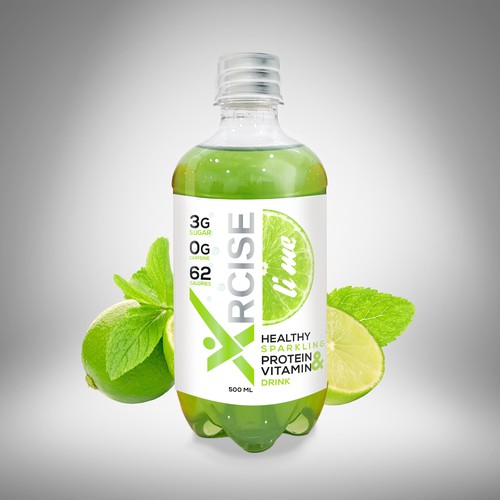 Green label with the title 'Label Design for Protein&Vitamin Drink'