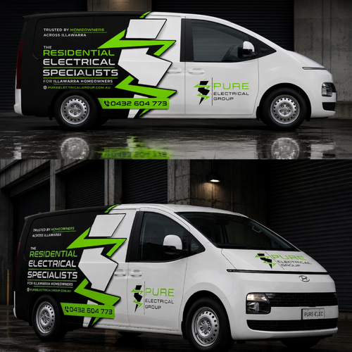 Car graphics design with the title 'Pure Electrical Group'