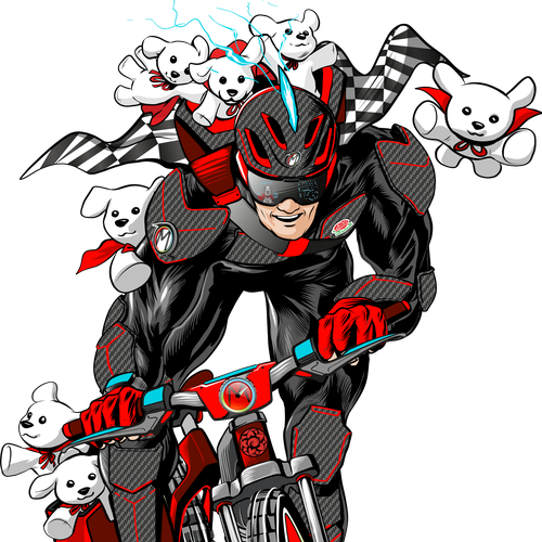 Cycling design with the title 'Super hero comic style'