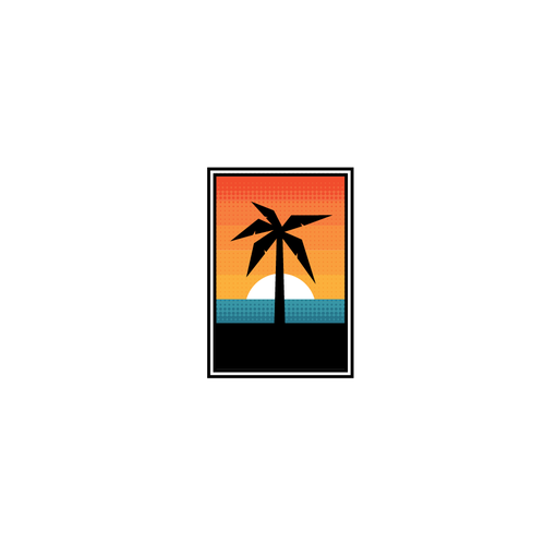 Halftone design with the title 'Minimal Retro Palm Logo'
