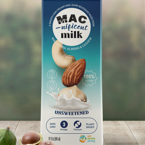 Almond packaging with the title 'Carton for Vegan Milk'