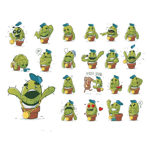 Emoticon design with the title 'Cactus emoticons'