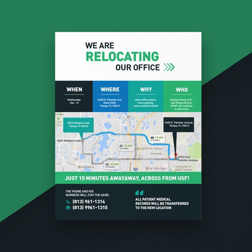 Handout design with the title 'Relocating Flyer Design'