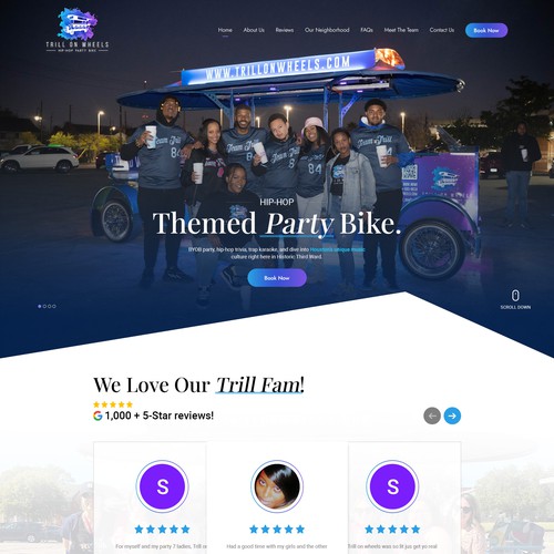 Hotel website with the title 'Rebuild the homepage for the World's First Hip-Hop Themed Party Bike!'