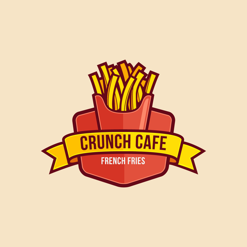 Fast food design with the title 'Crunch Cafe Logo Badge'