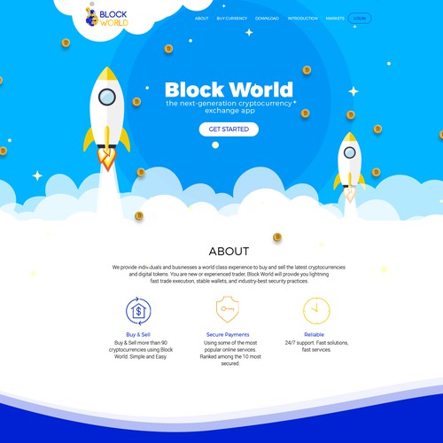 Homepage website with the title 'Cryptocurrency Website Design'