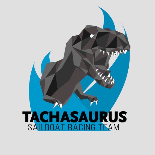 Dinosaur logo with the title 'B.A. sail racing team symbol'