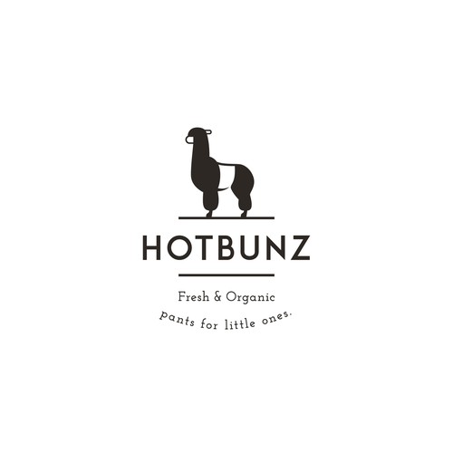 Llama design with the title 'Logo for HOTBUNZ - fresh, organic pants for little ones!'