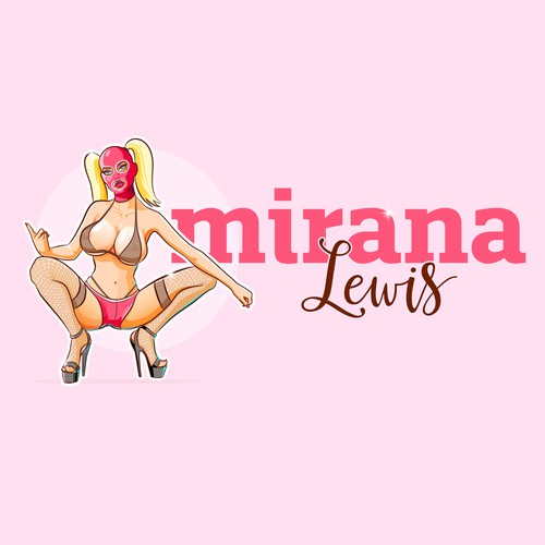 Pin-up girl logo with the title 'Mirana Lewis'