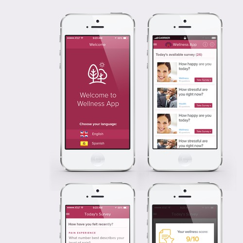 Intuitive design with the title 'Wellness tracking mobile app appealing to bilingual audience'