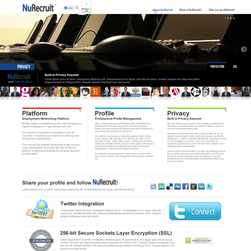 Light website with the title 'NuRecruit Platform'