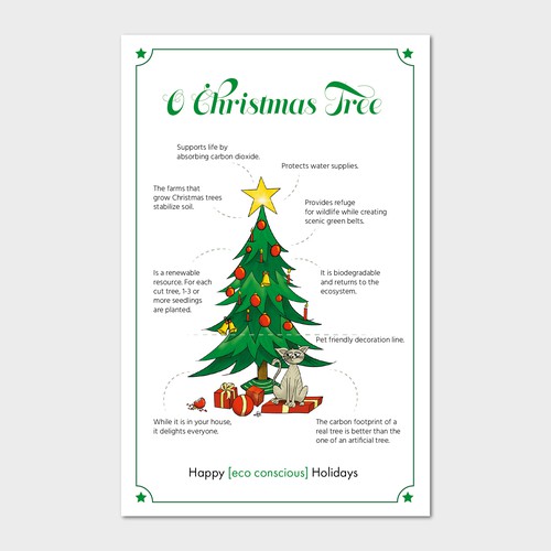 Green artwork with the title 'Eco conscious Christmas-Card design '