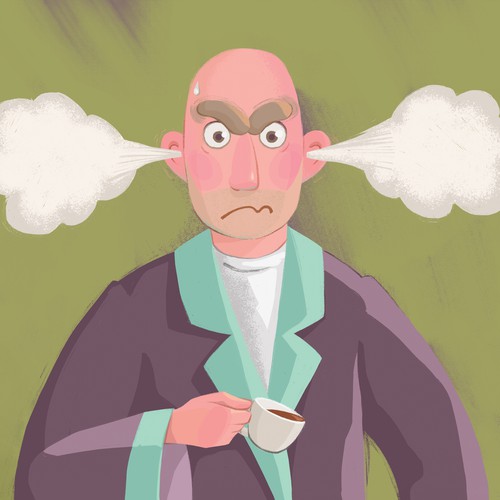 Cartoon artwork with the title 'Illustration for children's book "Dad is Mad"'