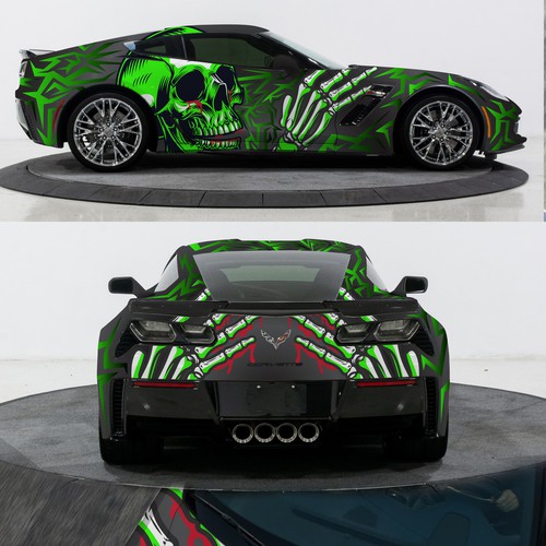 Vehicle graphic design with the title 'Race Car Wrap'