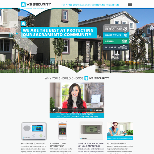 Internet website with the title 'New site for V3homesecurity.com'