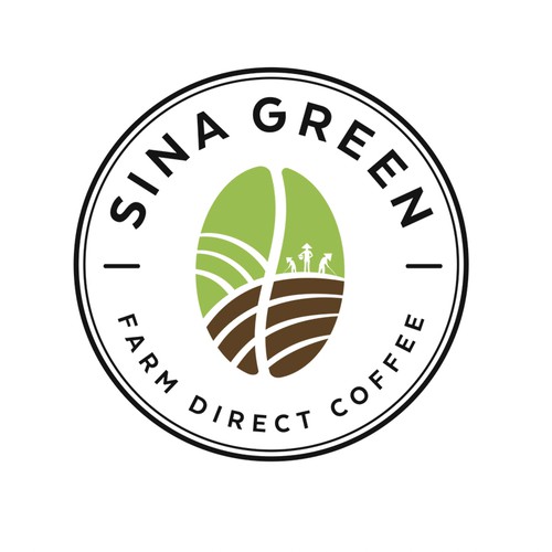 Coffee bean logo with the title 'Sina Green Coffee'
