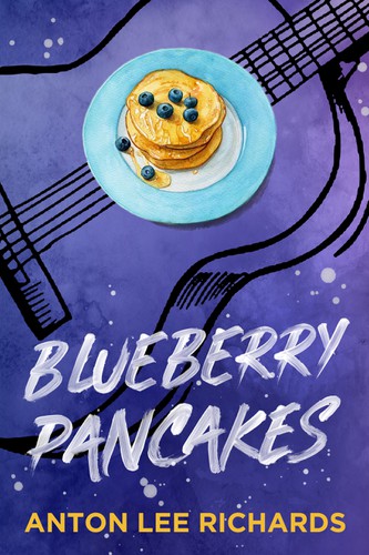 Colorful book cover with the title 'Blueberry Pancakes - Fiction (LGBT novel)'