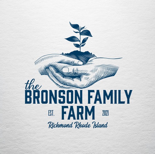 Vintage modern logo with the title 'The Bronson Family Farm'