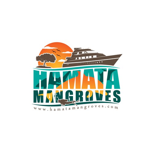 Boat logo with the title 'Winning Design for Hamata Mangroves'