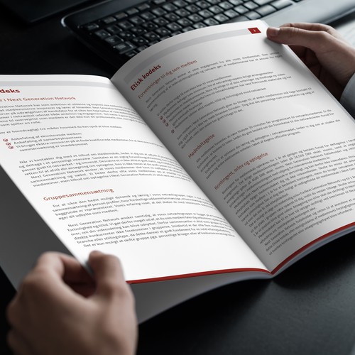 PDF design with the title 'Ethical code of conduct - Brochure design'