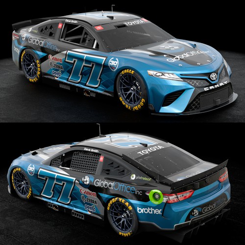 Race car design with the title 'NASCAR design for Global Office Inc'